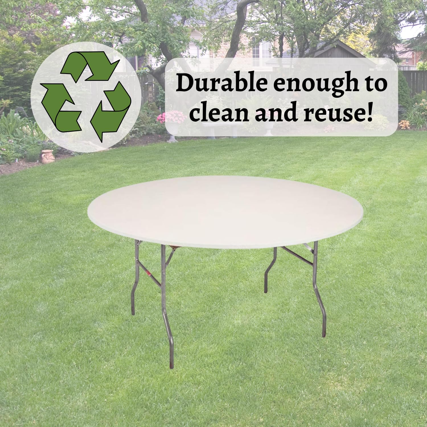 Kwik-Covers 60" Round Fitted Plastic Table Covers, 5 Pack (Black)