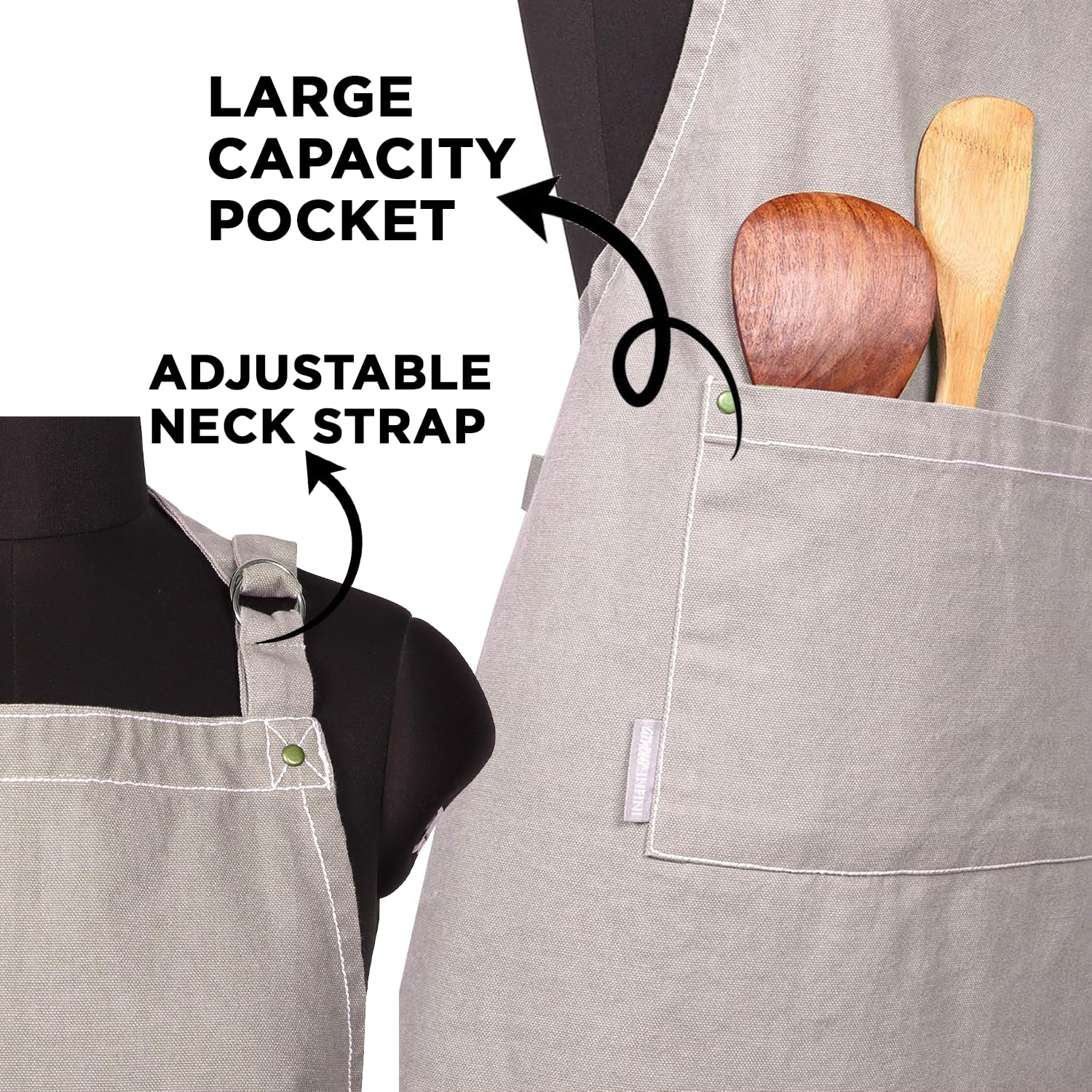AMOUR INFINI Cotton Aprons for Women with Pocket, Adjustable Strap & Waist Ties - Washable Aprons for Baking, Cooking, Gardening (27.5 x 33 Inches - Blooming Floral)