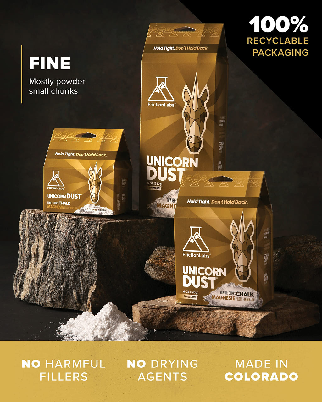 Friction Labs Premium Loose Climbing Chalk - High-Performance Hand Chalk with Superior Grip for Bouldering, Climbing, Weightlifting & More - Long Lasting & Skin Friendly Powdered Chalk
