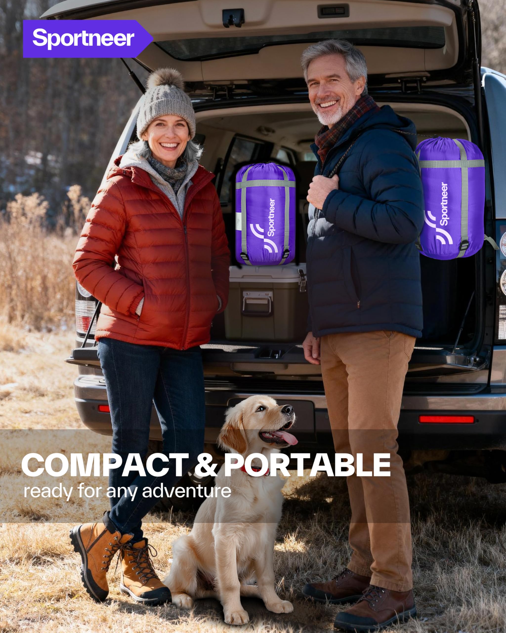 Sportneer Wearable Sleeping Bag for Adults & Kids – Walkable with Arm Zippers, Warm Weather & Cold Waterproof, Compact for Camping, Stadiums, Travel, Backpacking & Car Use
