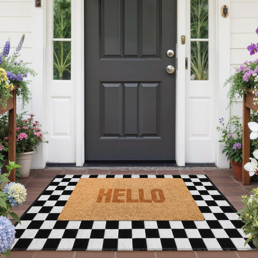 Seavish Checkered Rug, 2x3 Ft Black and White Moroccan Checkerboard Rug Washable Cotton Woven Washable Outdoor Rugs Reversible Floor Mat for Front Door Bedroom Entryway Kitchen Entryway