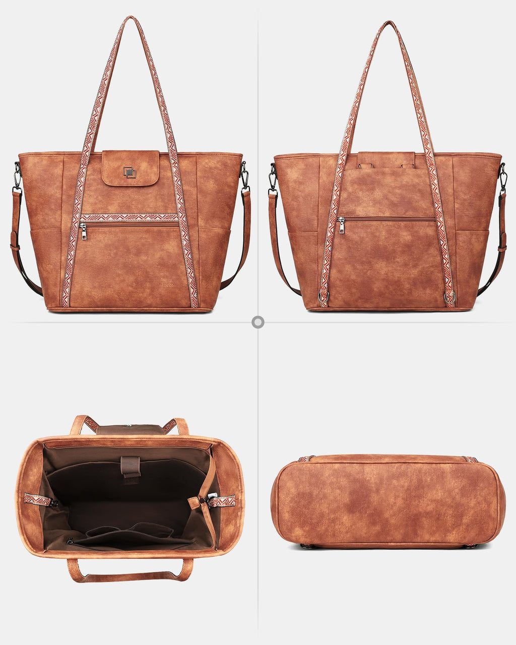 FADEON Large Laptop Tote Bag for Women Designer Leather Laptop Bag Fashion Travel Backpack Purse Shoulder Handbag