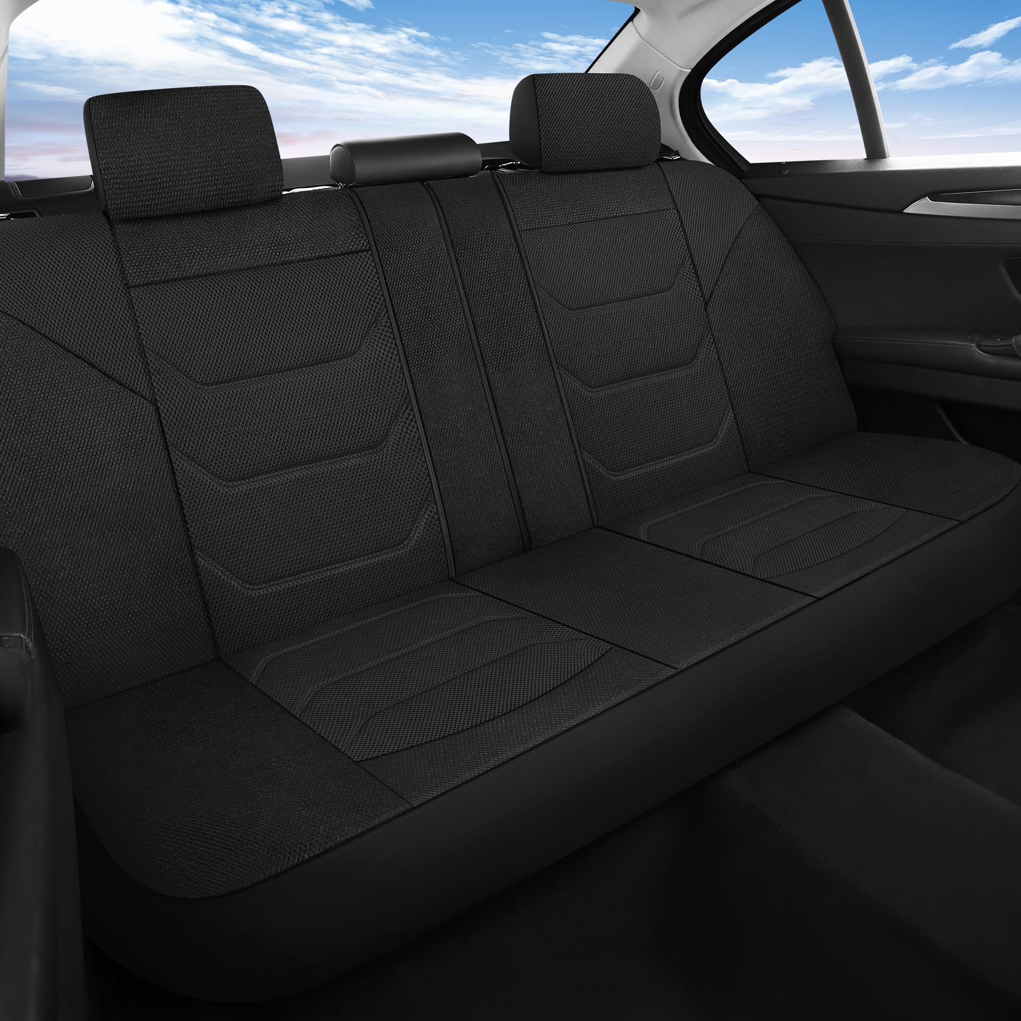 Pariiaotin 3D Air Mesh Car Seat Covers Front Sets Washable and Breathable Premium Cloth Automotive Vehicle Seat Covers for Cars Interior, Universal Fit for Most Cars, Sedan, Truck, SUV(Black)