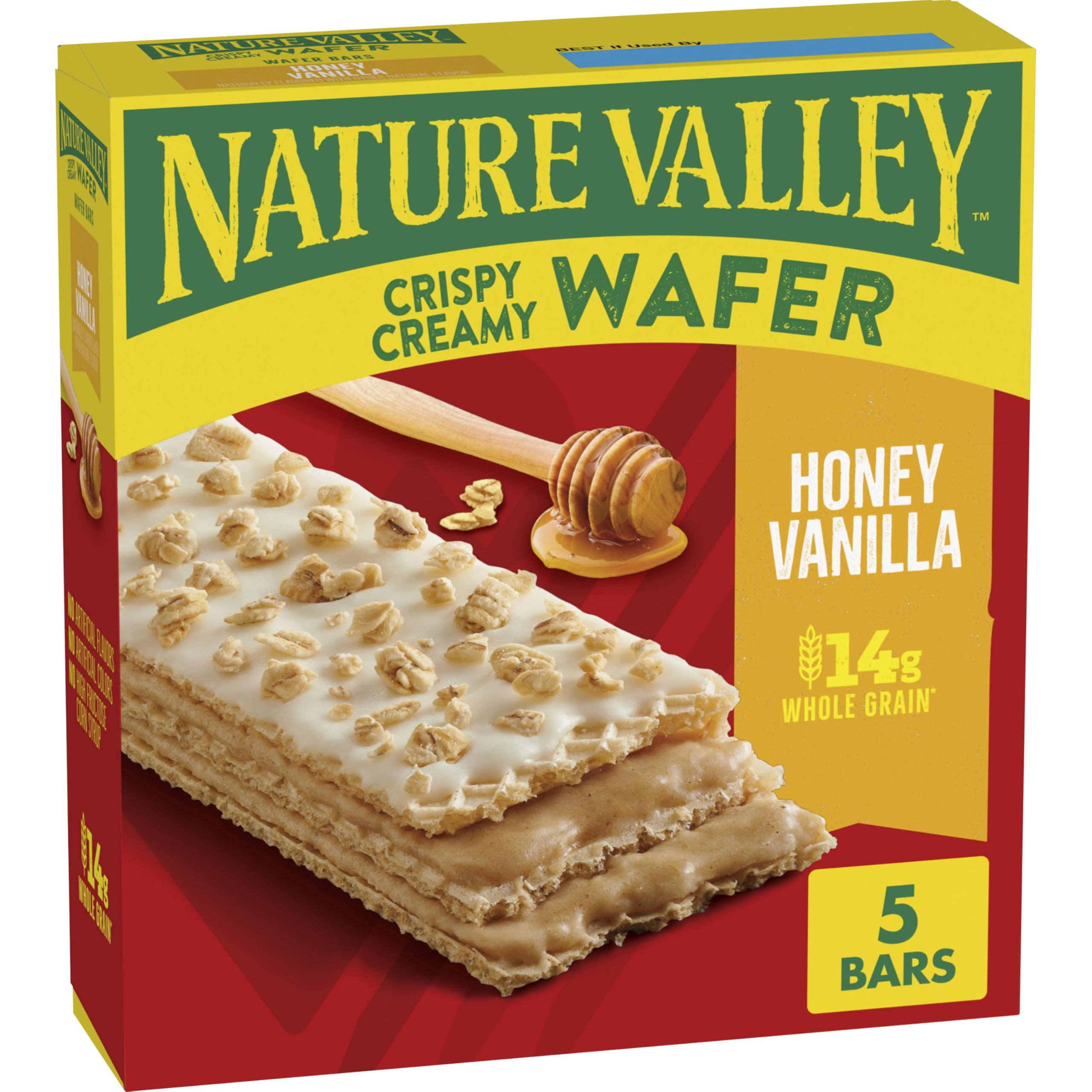 Nature Valley Crispy Creamy Wafer Bars, Blueberry, Whole Grain, 5 Bars, 6.5 oz