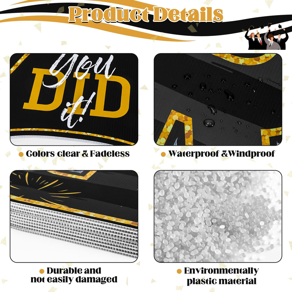 HOVACY 20 PCS Black Gold Graduation Yard Signs Class of 2026 | Black Gold 20 PCS, 40 Stakes, 11.57 x 16.14 in, Corrugated Plastic, Waterproof, Congrats Grad Sign, Graduation Sign