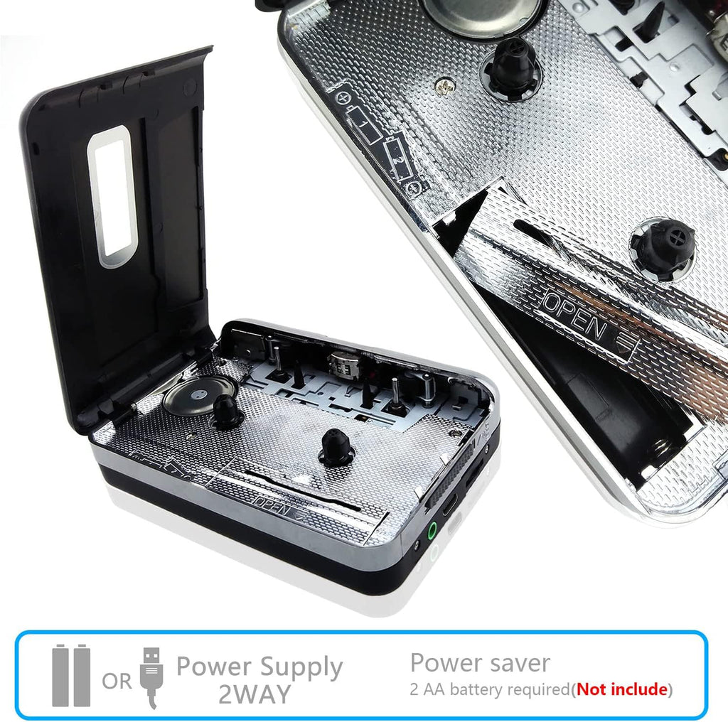 Reshow Cassette Tape Player – Portable Tape Player Audio Cassette to Digital Converter, Compatible with Laptops and Personal Computers Convert Cassette Tape Recorder to iPod Format (Silver)