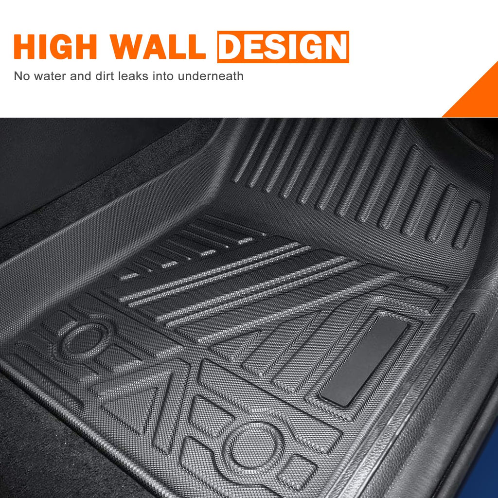 KUST Floor Mats for Tesla Model S Accessories 2012-2024 2025 (Not for Plaid/Long Range) Custom Fit Floor Liners A ll Weather Protection 1st & 2nd Row High Edge Non-Slip