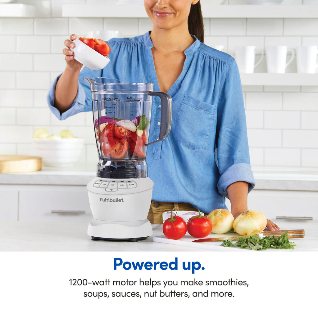 nutribullet Full-Size Blender Combo, Single-Serve & Large Capacity, 1200W, 64oz Pitcher, 32oz Cup, Extractor Blade, 3-Speed, Pulse, Smoothies, Soups, Sauces, Easy Cleaning, Matte Black, NBF50500AK
