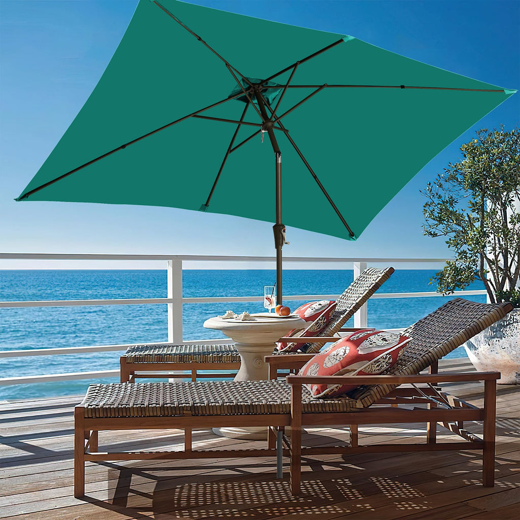 Ayge 6.5x10FT Rectangular Patio Umbrella Outdoor Table Umbrella w/Push Button Tilt & Crank Rectangle Market Umbrella UV Protection for Garden,Deck,Lawn,Yard & Pool,Beige