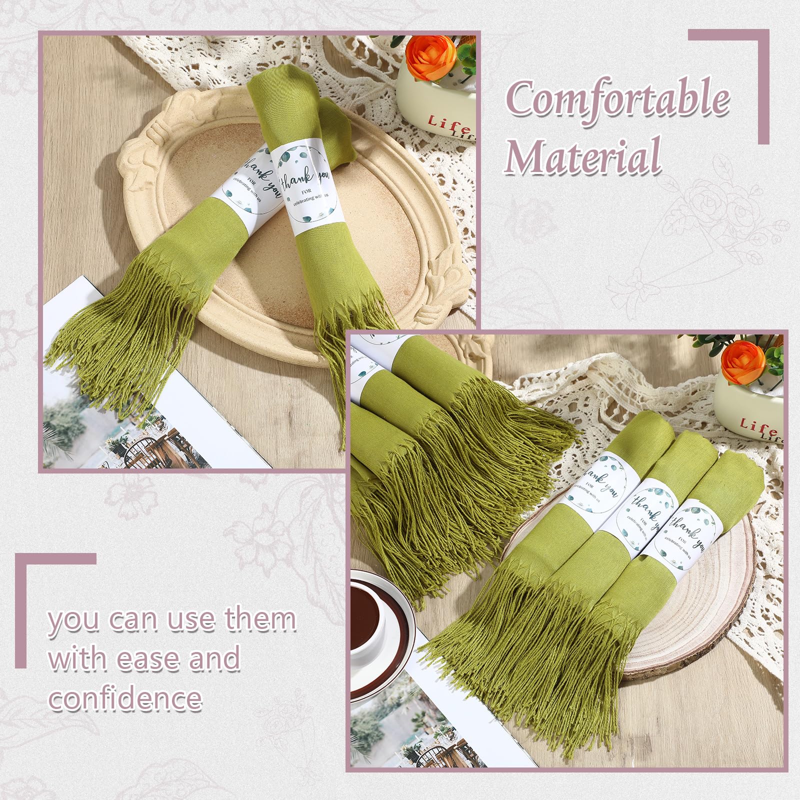 Ramede 50/100 Bulk Wedding Shawl Scarf for Women 79 x 28 Guests Shawl Wraps Gifts for Women Bridal Shawls with Thank Cards