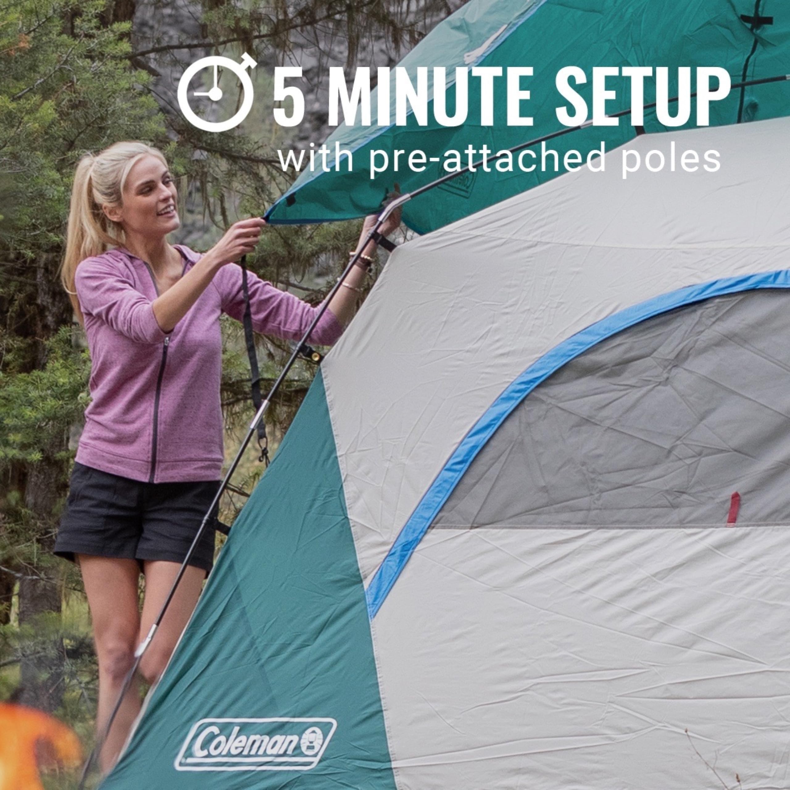Coleman Skydome Camping Tent with 5 Minute Setup, 2/4/6/8 Person Weatherproof Tent with Rainfly & Carry Bag, 20% More Headroom Than Traditional Canopies