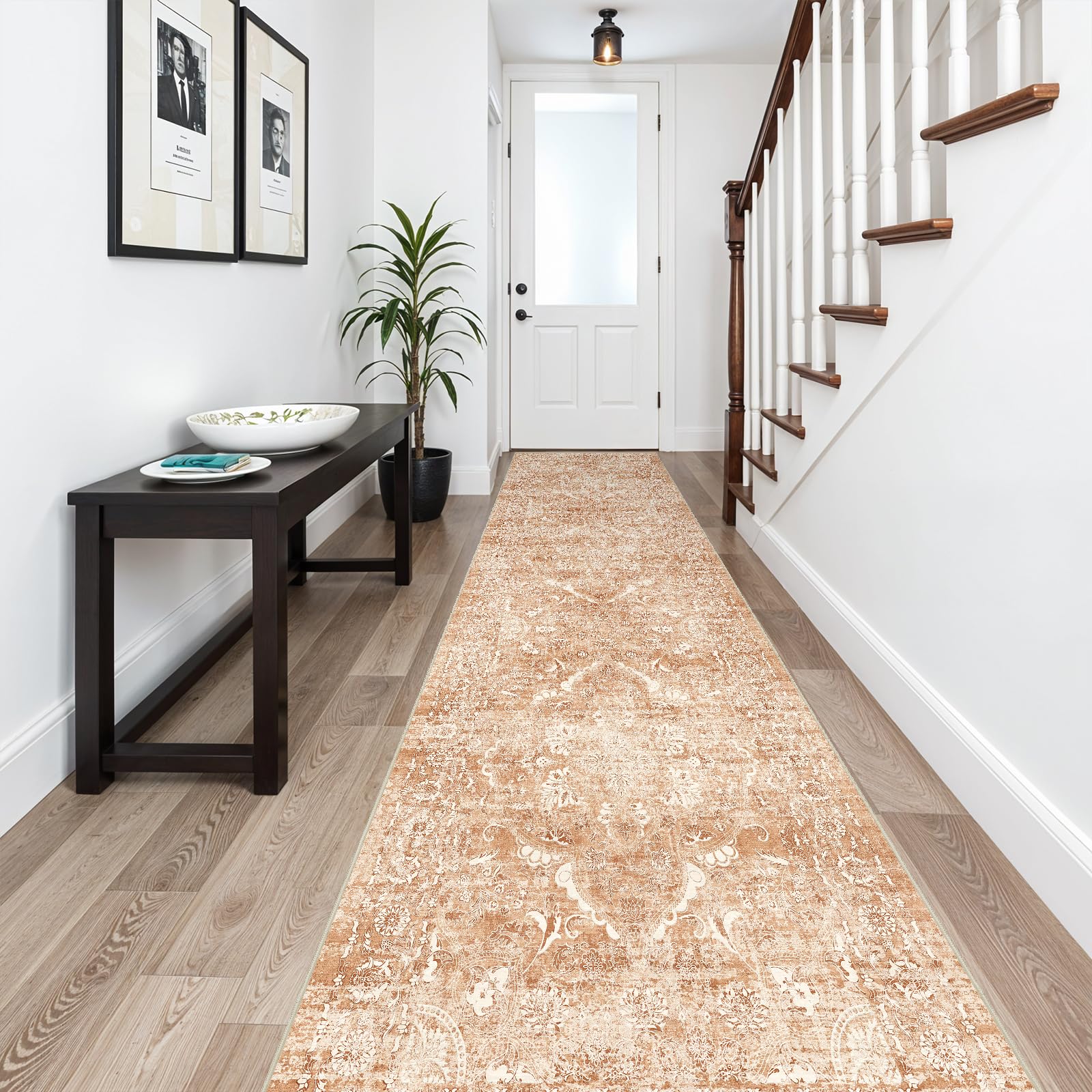 2x5 Washable Kitchen Runner Rug - Soft Low Pile Floral Animal Cat Print Rugs with Non-Slip Backing Waterproof Stain-Resistant Indoor Carpet for Hallway Entryway Bathroom Bedroom (Black)