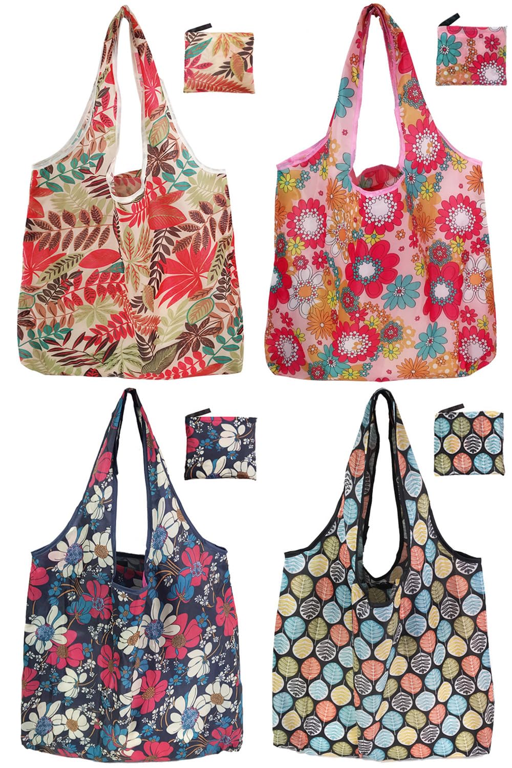 Bolsas de compras reutilizables para comestibles, paquete de 4 de 50 libras bolsas plegables grandes y lavables para mercado, compactas para un fácil almacenamiento, bolsas de tela ligeras y