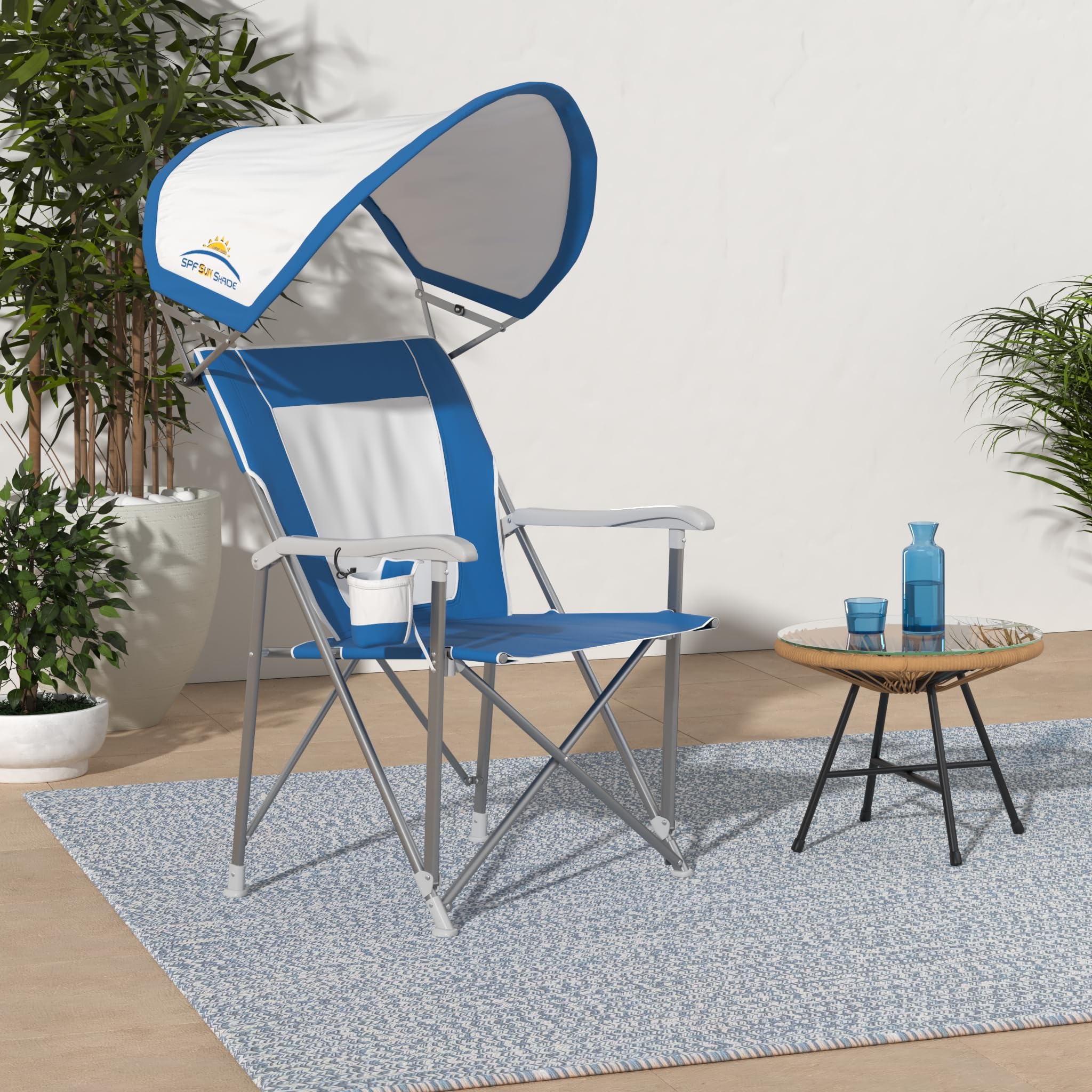 GCI Outdoor Comfort Pro Rocker Camping Chair | Portable Folding Rocking Chair with Durable Armrests & Drink Holder — Blush