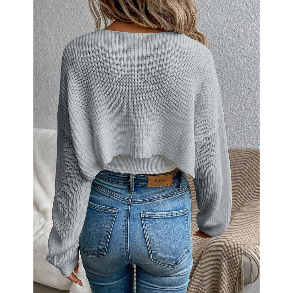Women's Cardigan Shrugs Long Sleeve Knit Cropped Bolero Shrug Open Front Casual Cardigans for Dresses