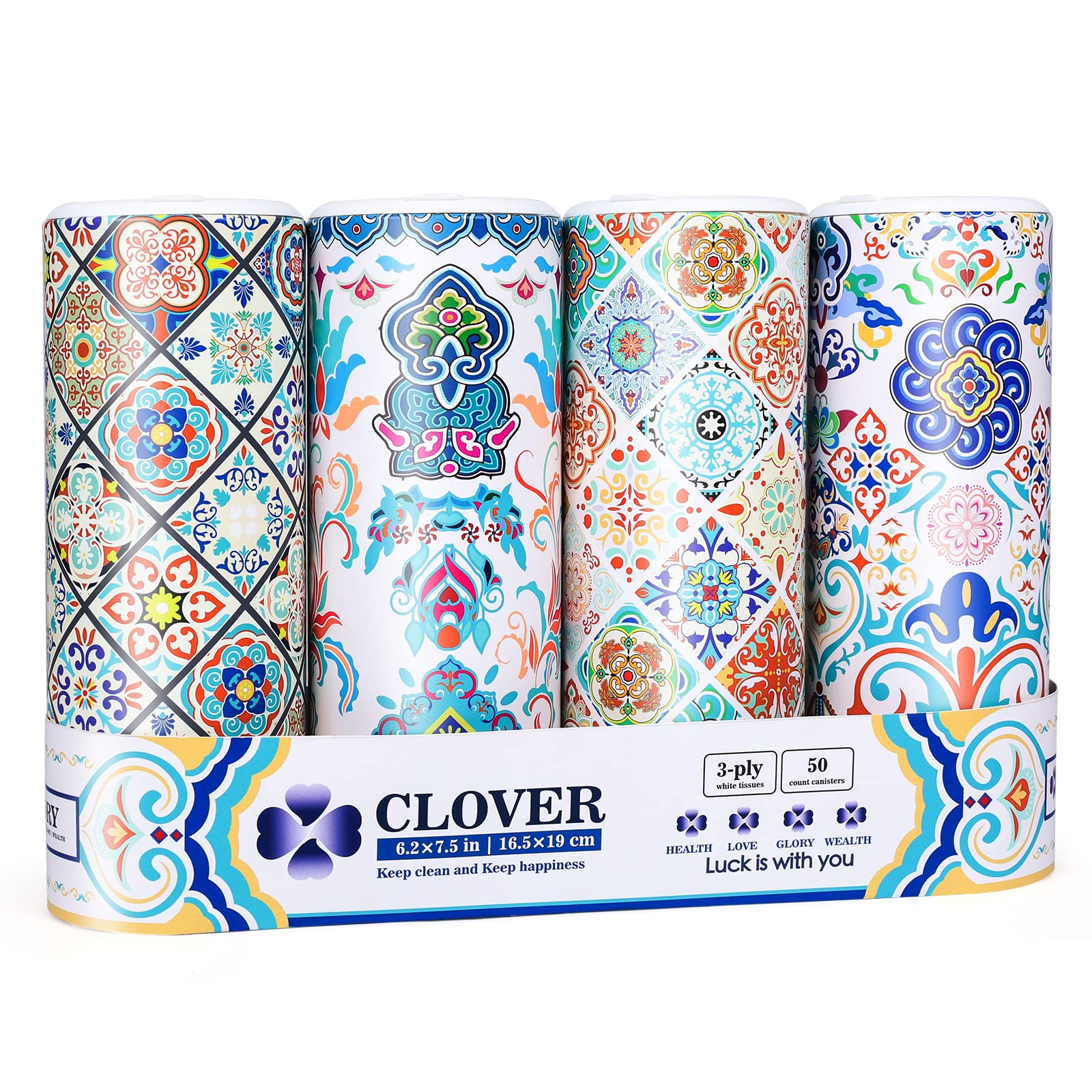 Car Round Canned Tissue Box Cup Holder Facial Tissues,Cylinder Tube Face Towel,4 Canister 3-Ply Car Napkins for Travel Tissue Bulk Fit Home,Office,School by CLOVER