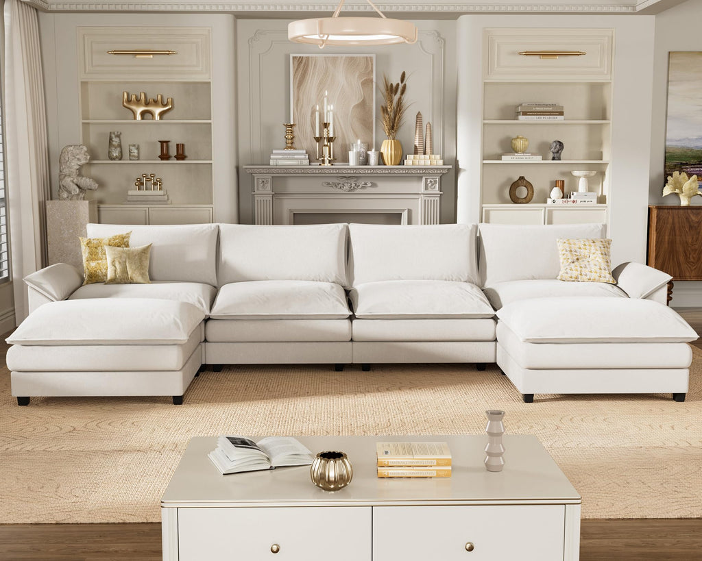 Homall 80" Modular Sectional Sofa, Loveseat Sofa Couch with Double-Layer Cushion, DIY Combination Chenille Deep 2-Seat Cloud Couch for Living Room, Apartment (Bright Grey, Loveseat Sofa)