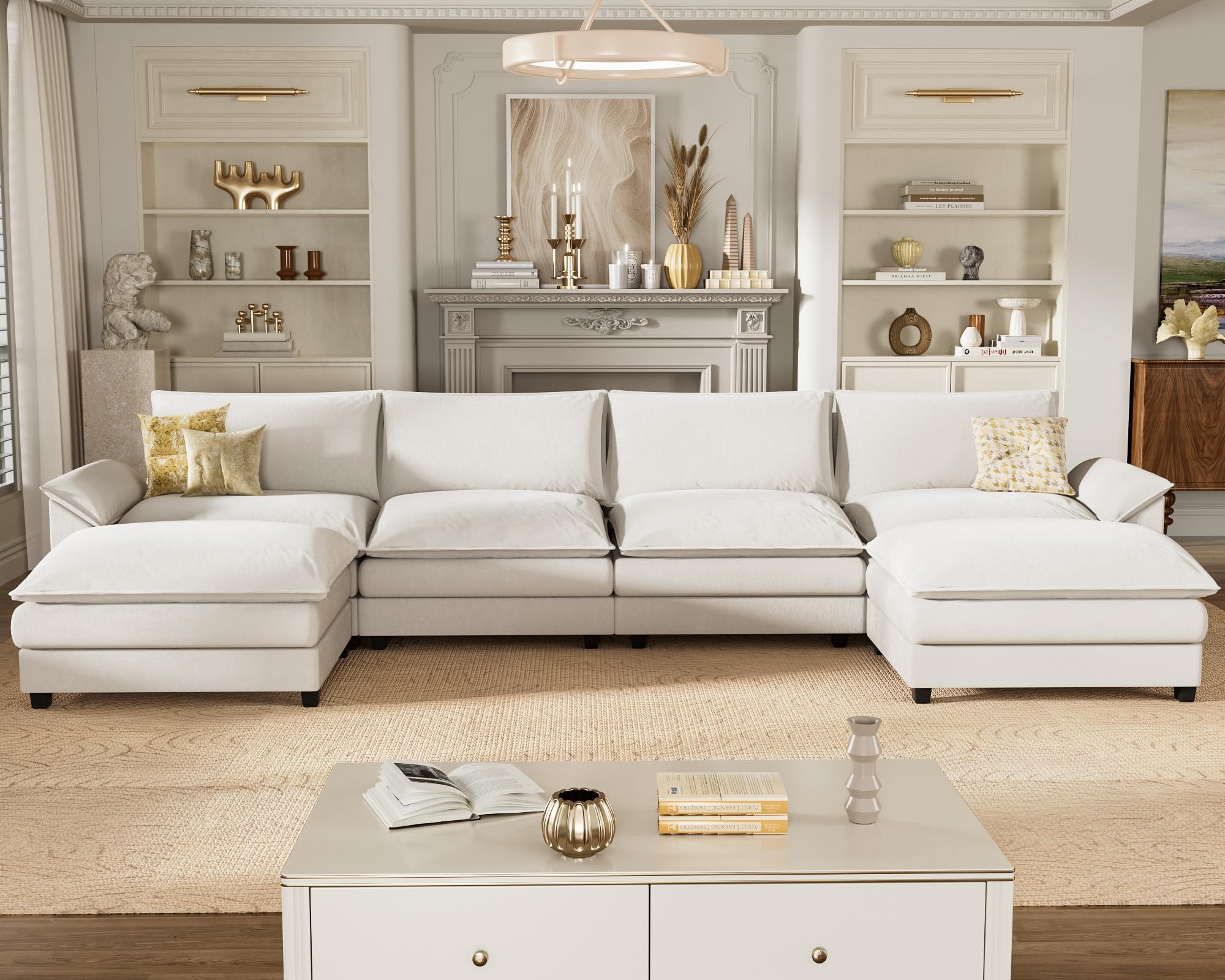 Homall 80" Modular Sectional Sofa, Loveseat Sofa Couch with Double-Layer Cushion, DIY Combination Chenille Deep 2-Seat Cloud Couch for Living Room, Apartment (Bright Grey, Loveseat Sofa)