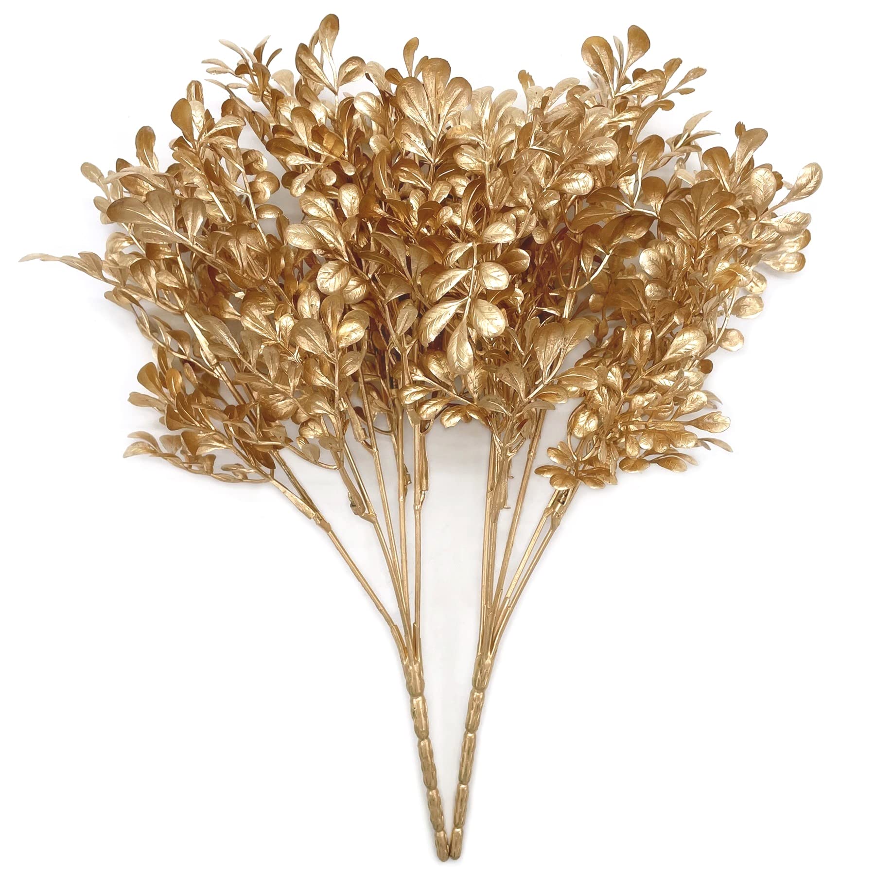 Christmas Decor Artificial Plants, PASYOU Gold Fake Antlers Plastic Grass Shrubs Leaves Indoor Outdoor Home Garden Party Hotel Verandah Wedding Event Faux DIY Decoration - 30 Inch Golden 2 Bunches