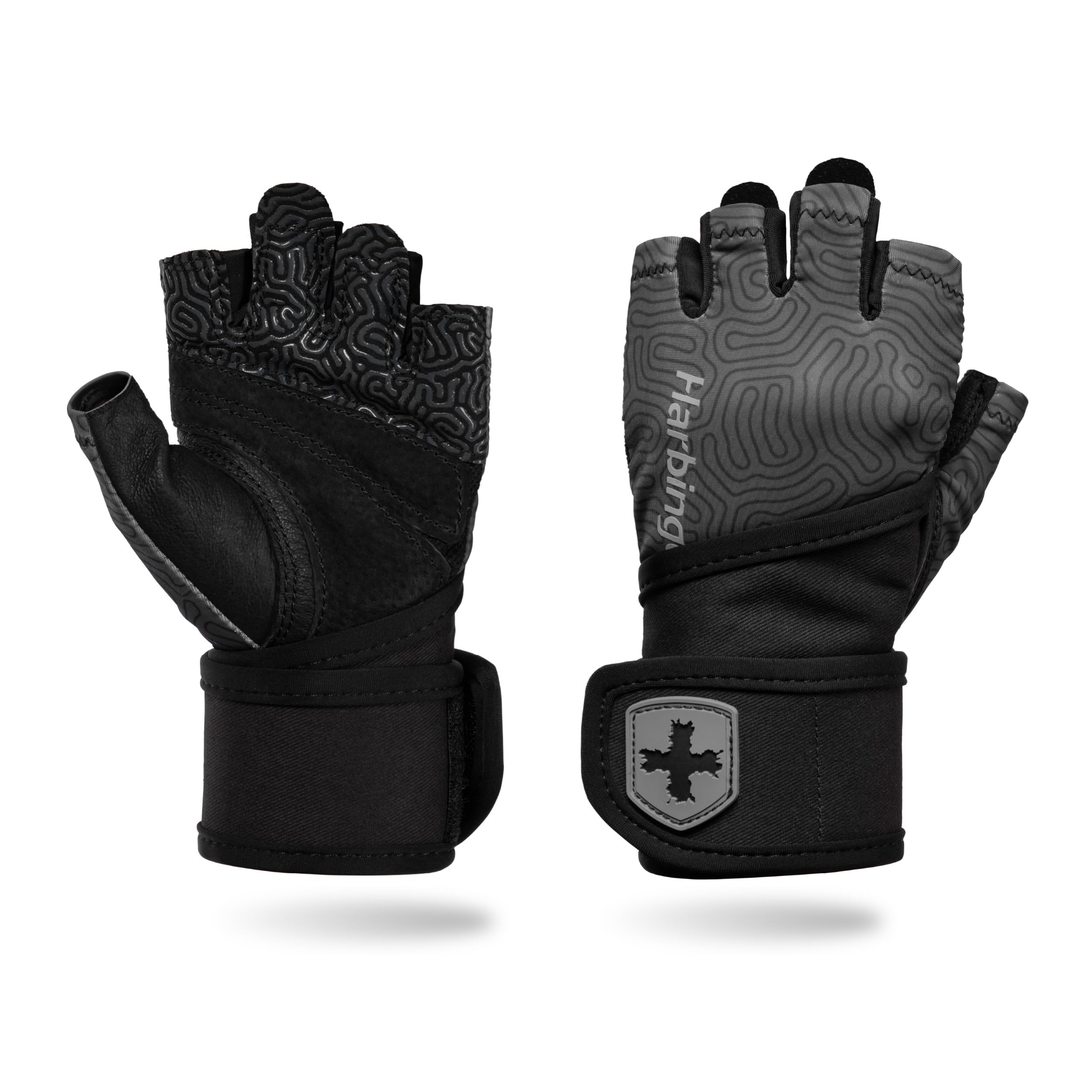Harbinger Pro Wristwrap Gloves 3.0 - Enhanced Grip, Superior Wrist Support, Breathable 4-Way Stretch Lycra, Durable Leather Palm, Half-Finger Design for Weightlifting, Fitness Training, Women's
