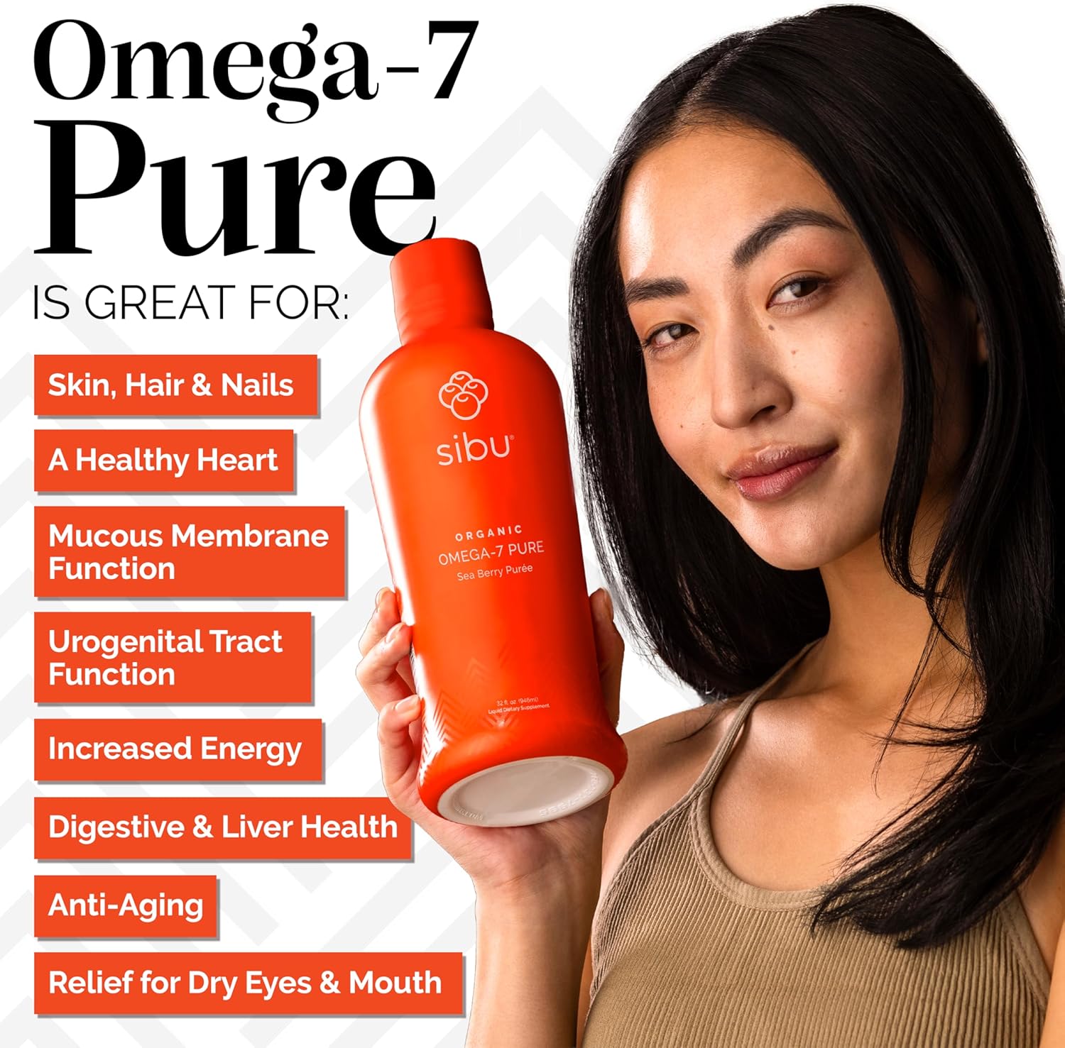 sibu Omega-7 Pure, 100% Pure Sea Buckthorn Juice (32 oz) USDA Organic