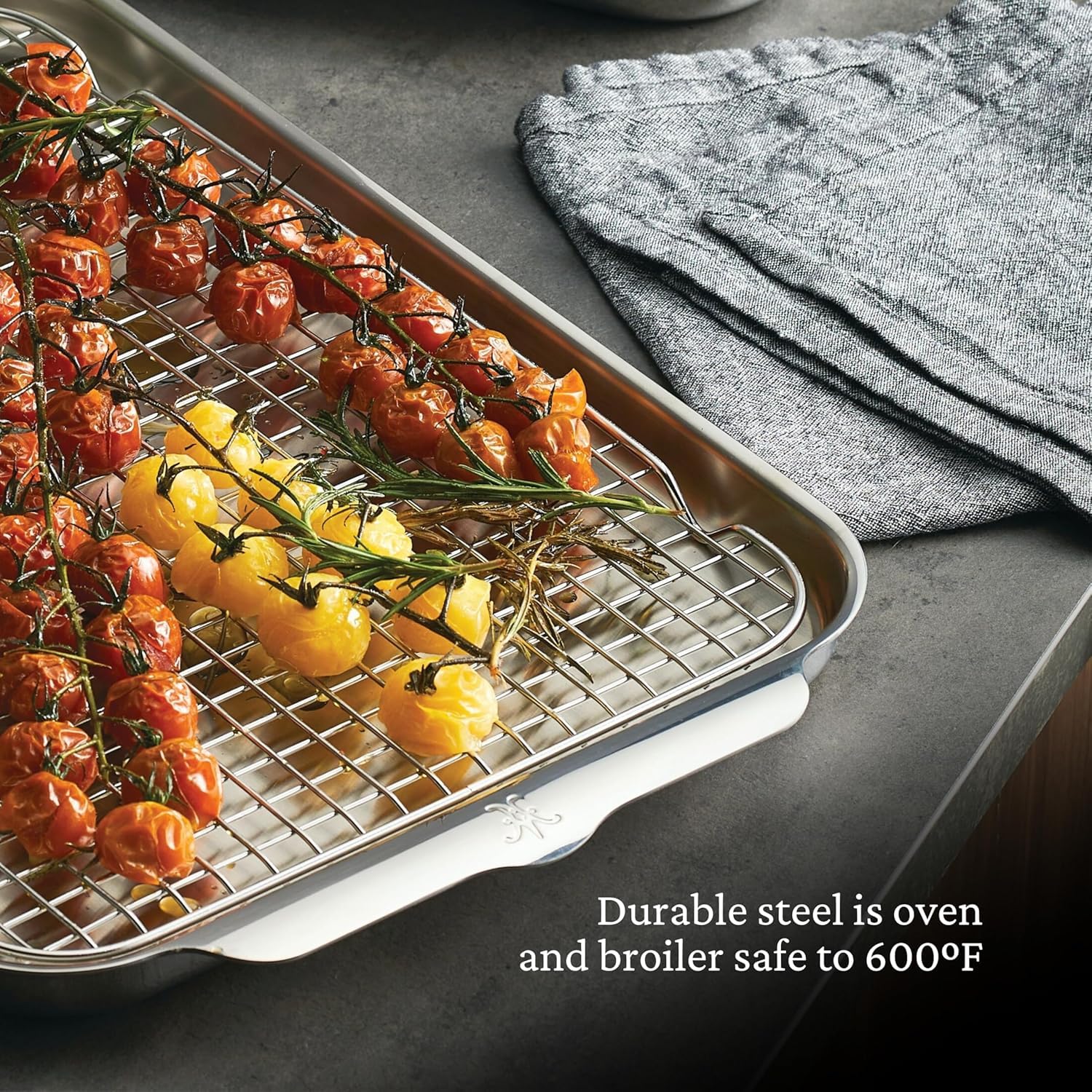 Hestan Provisions OvenBond – 3-Piece Tri-ply Baking Sheet Set Professional Stainless Steel Bakeware, Half & Quarter Sheets & Rack
