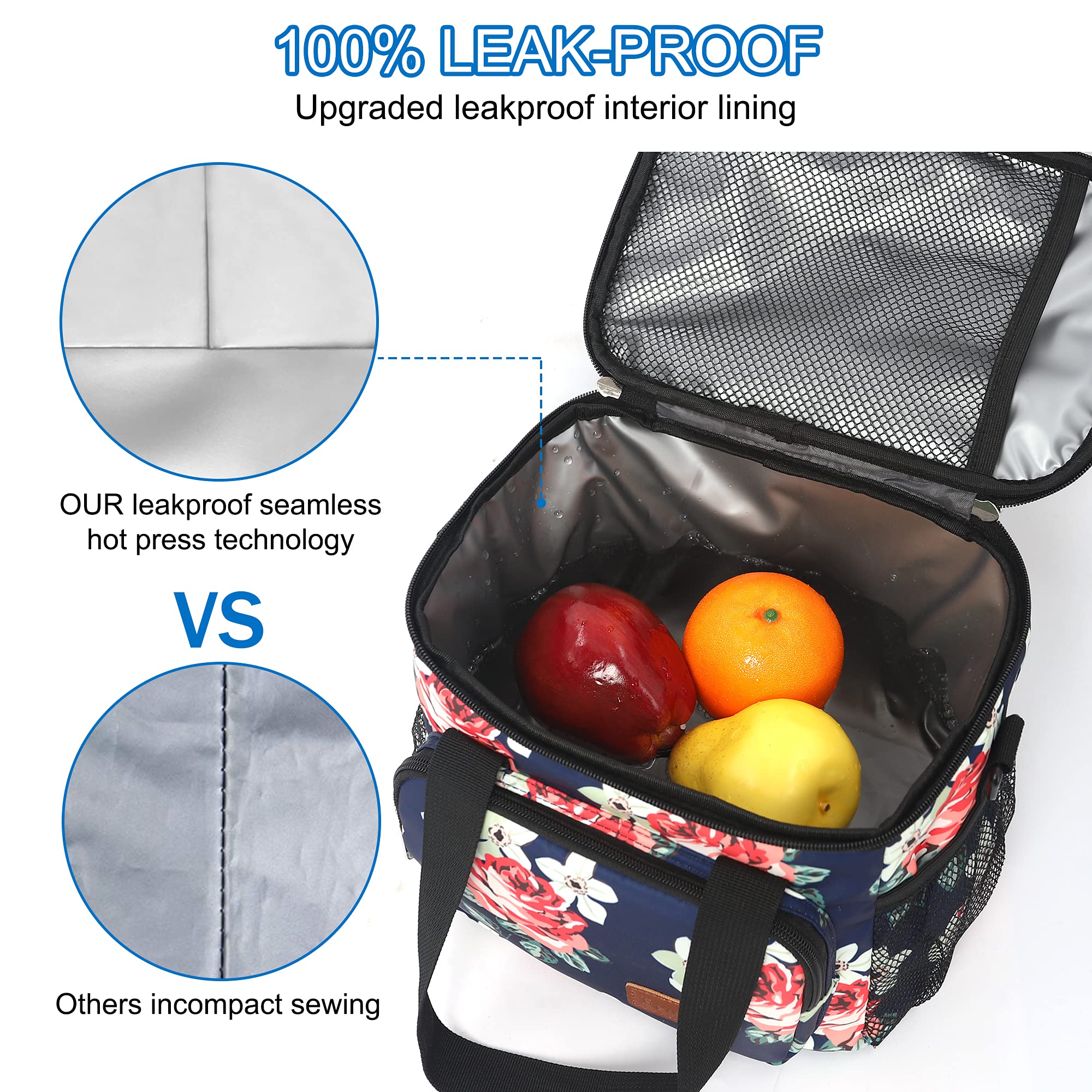 Femuar Lunch Bags for Women/Men, Insulated Lunch Bag for Work Office Picnic - Large Lunch Cooler Bag Leakproof Lunch Box with Adjustable Shoulder Strap for Adults - Grey (15L)