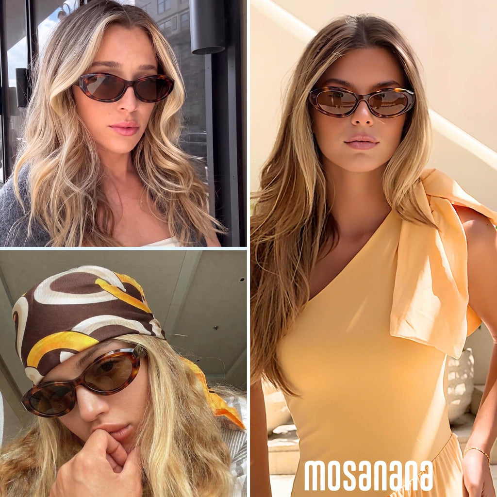 mosanana Oval Cat Eye Sunglasses for Women Retro Y2K Style MS52372