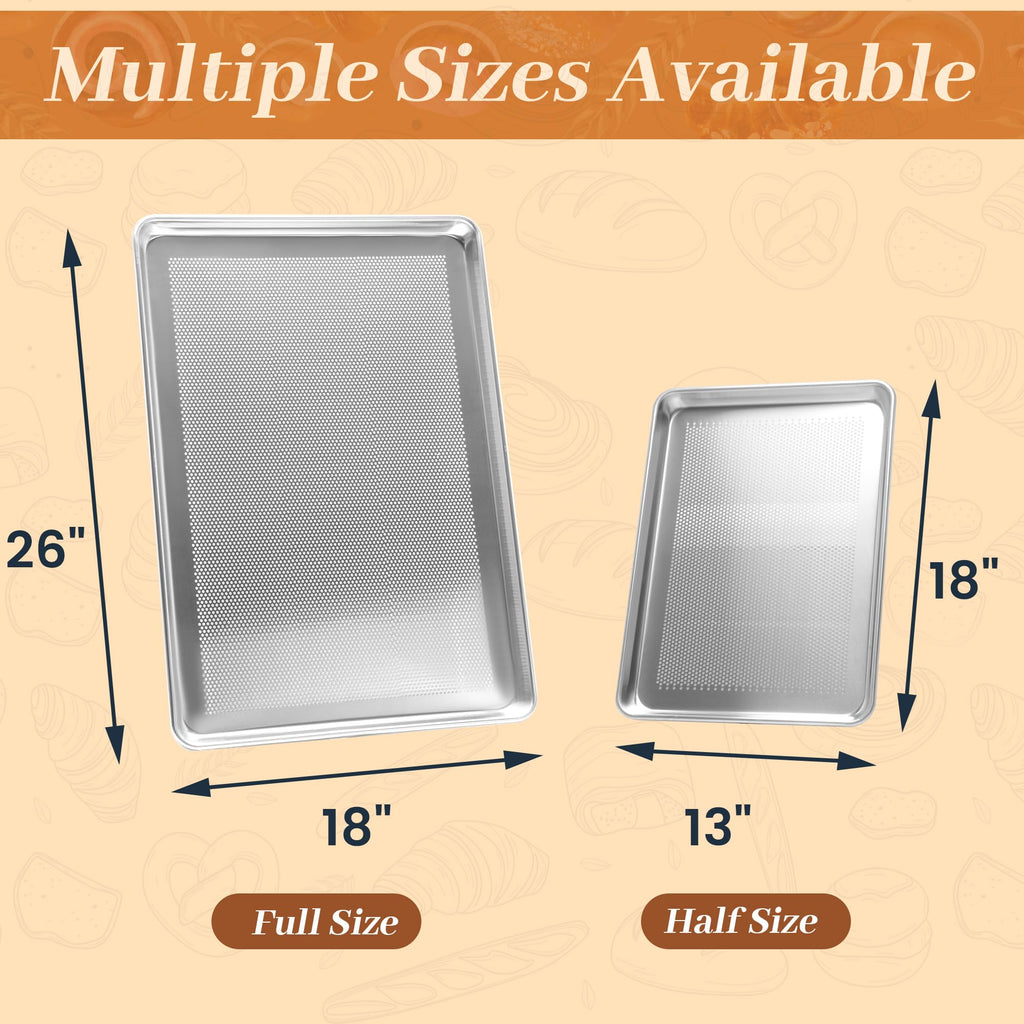 6 Pack Large Size Baking Sheet Pans, Aluminum Commercial Cookie Sheets Non-Stick, 21"x15"