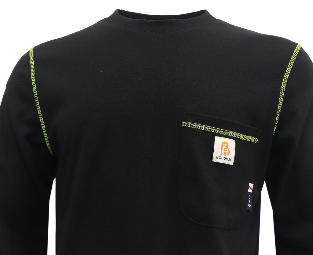 BOCOMAL FR Shirts for Men Lightweight Crew Long Sleeve Flame Resistant/Fire Retardant Shirt…