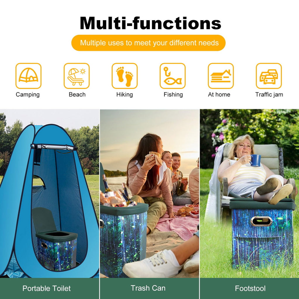 Ann Katy Upgrade XL Portable Toilet for Adults, Extra Large Portable Travel Floding Toilet, Camping Tall Toilets with Lid for Adults and Kids Compact Potty for Car,Hiking,Beach and Camping