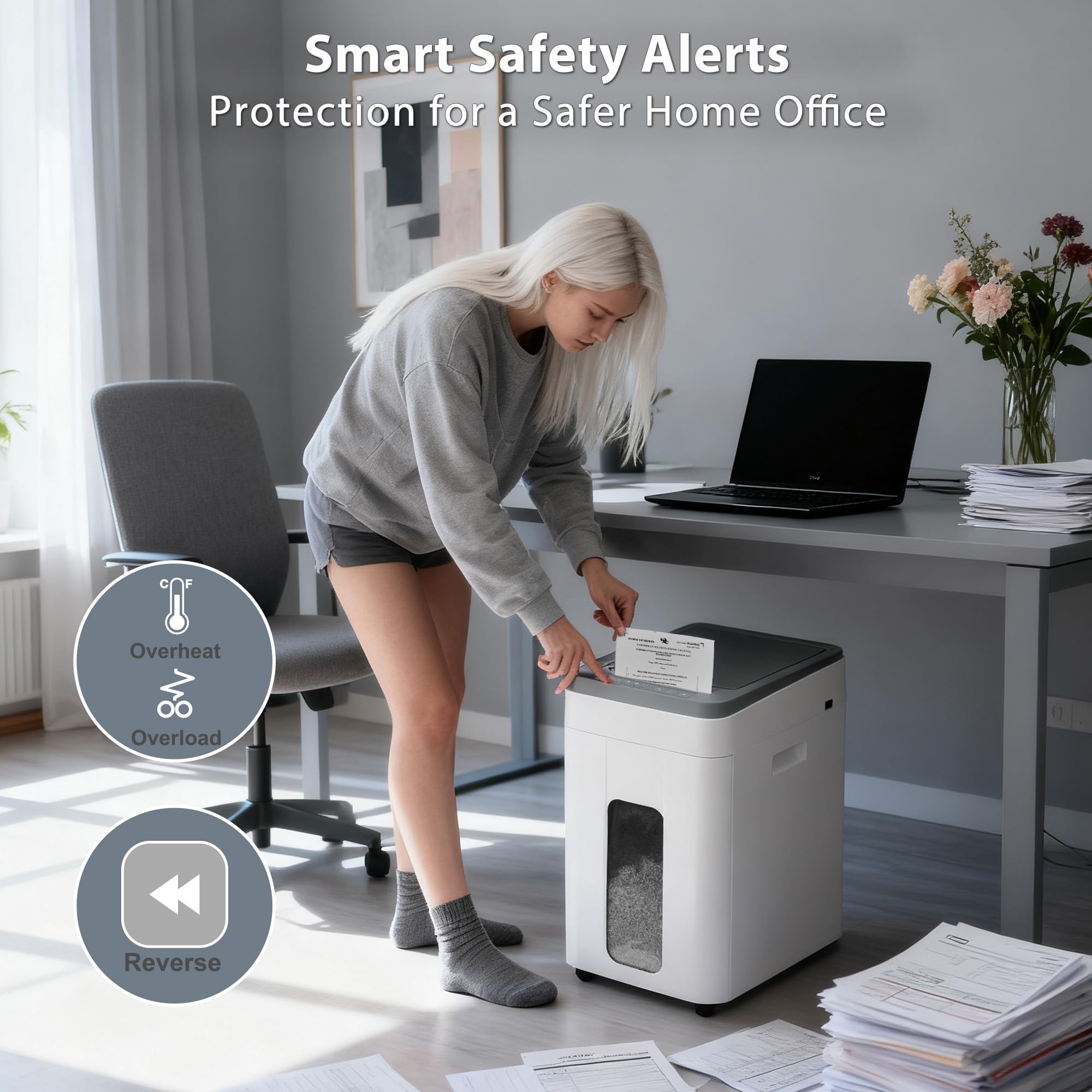 Heavy Duty Paper Shredder: 400-Sheet Auto Feed P5 Micro-Cut Document Credit Card Shredding with Jam-Proof Design for Home Office Business School