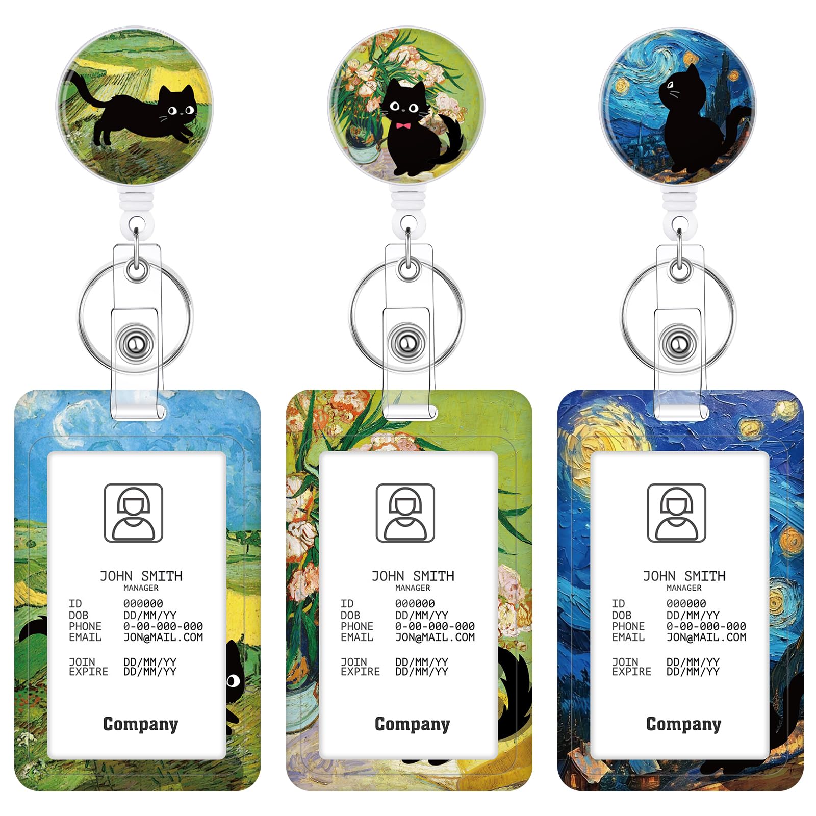 3 Set Badge Holder Retractable Reel Bloom ID Badge Holders with Clip Cute Name Badge Holders for Teacher Nurse Doctor Student Office Workers