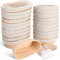 Gejoy 20 Sets Bread Proofing Baskets Bulk Banneton Dough Proofing Bowls Kit with Cloth Liner and Plastic Scraper Sourdough Basket for Home Sourdough Bakers(Oval,10'')