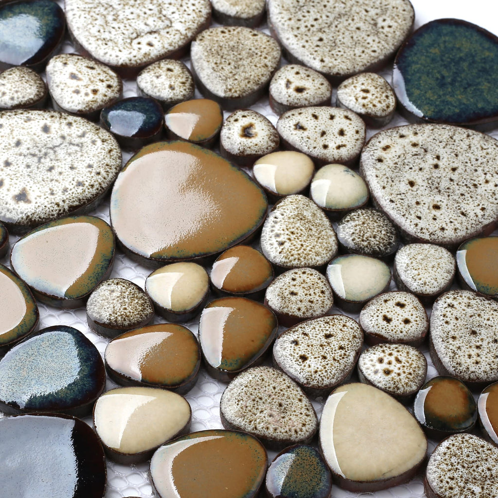Parrotile Blue Shower Floor Pebbles Tile Bathroom Mosaic Backsplash Wall Tiles (5 Sheets)
