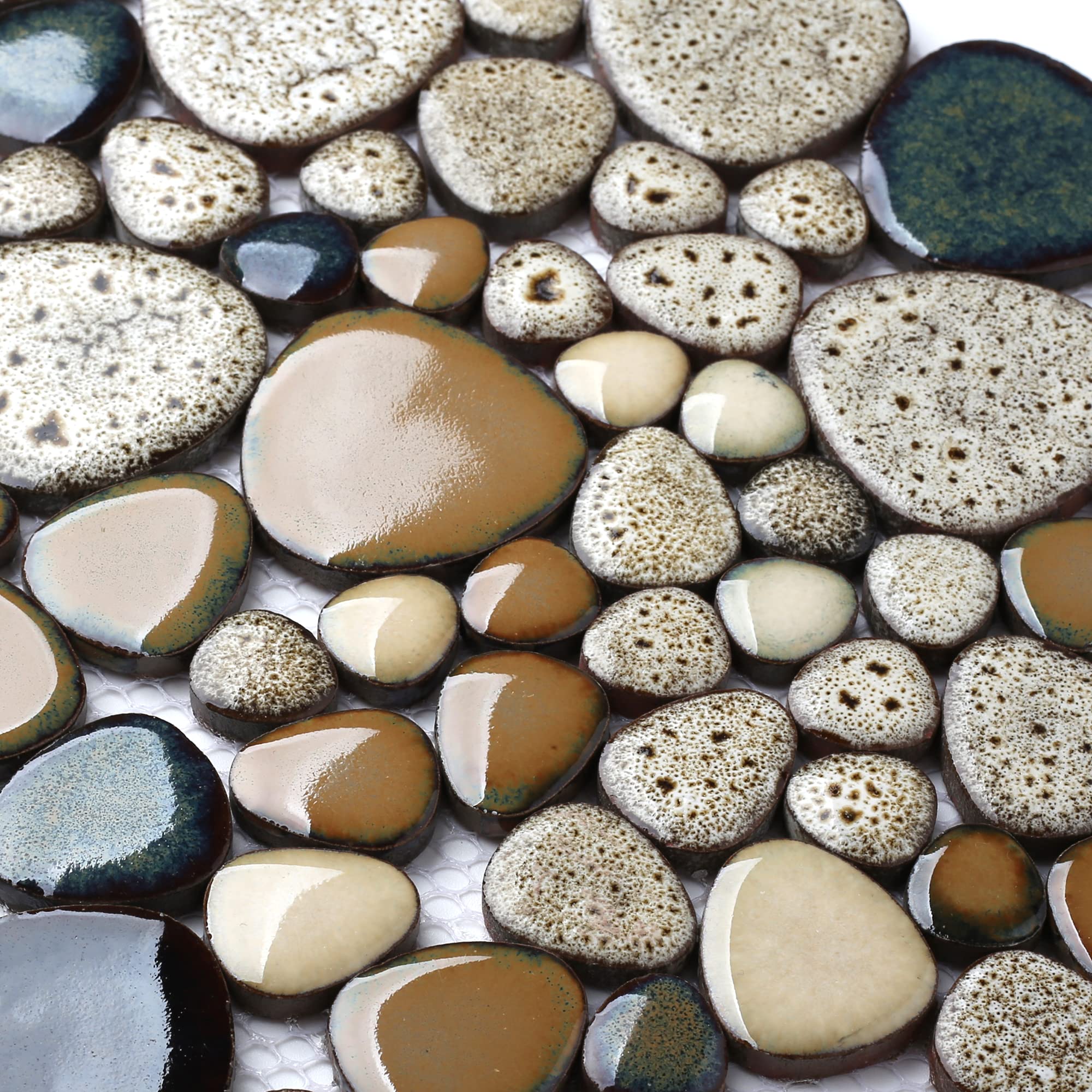 Parrotile Blue Shower Floor Pebbles Tile Bathroom Mosaic Backsplash Wall Tiles (5 Sheets)