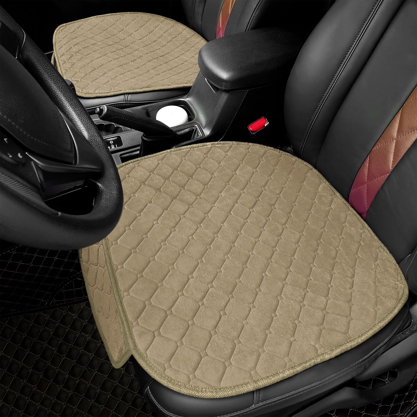 surpassme Comfortable Car Seat Covers Universal Front Seat Covers for Car Accessories, Padded Car Interior Covers for Automotive, SUV, Truck, and Van(Black)