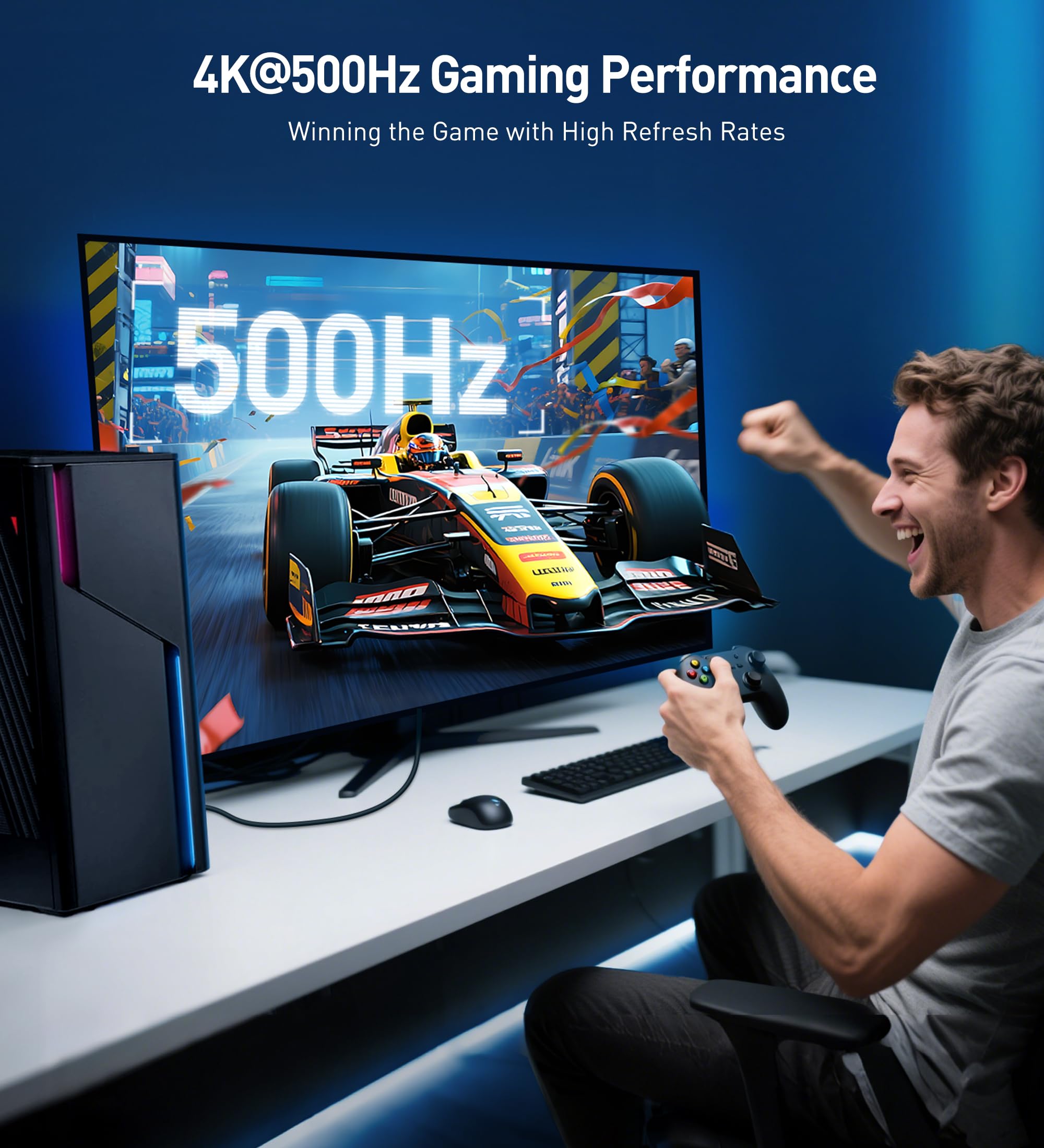 Cable Matters [VESA Certified] 40Gbps DisplayPort 2.1 Cable 1m/3.3ft, DP40 Cable 8K 120Hz, 4K 240Hz in Black with FreeSync, G-SYNC and HDR for Gaming Monitor, PC, RTX 4080/4090, RX 7900