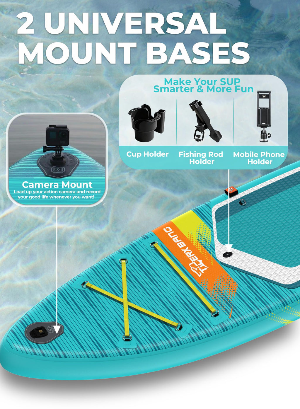 TIGERXBANG 11'6"/11'/10' Inflatable Paddle Board with Complete Accessories, Versatile Premium Paddle Boards for Adults/Youth, Stand Up Paddle Board Polar/Wave/Sunny Wave Collection