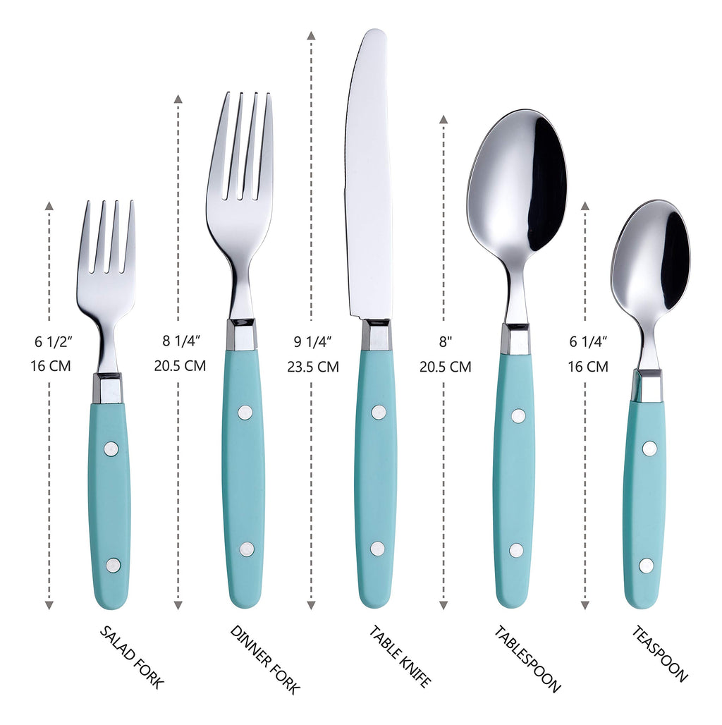 ANNOVA Silverware Set, Retro/Rivet Colorful Stainless Steel Tableware Kitchen Flatware Set Utensils, Includes Dinner Knives, Forks, Spoons, Salad Forks & Dessert Spoons (Brown, 20 Pieces)