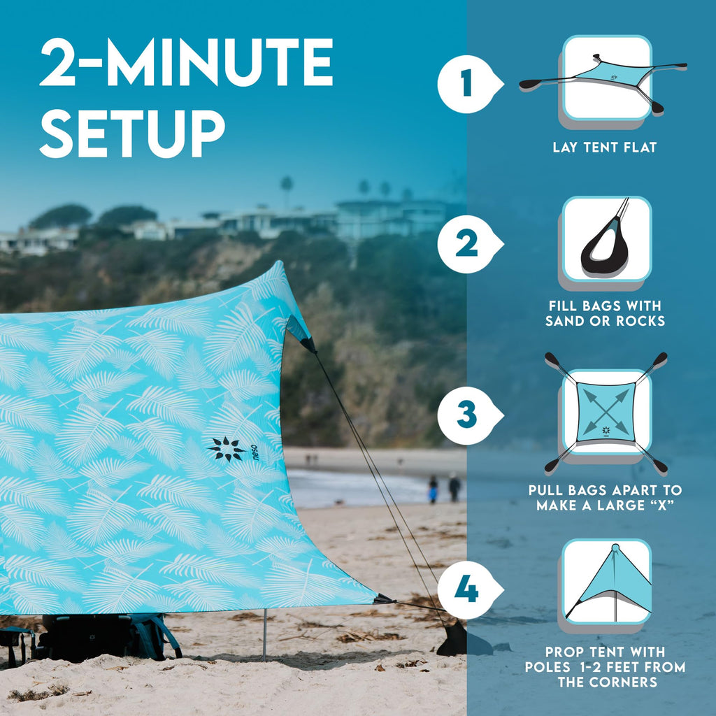 Neso Gigante Portable Beach Tent Sun Shelter - Lightweight Beach Shade Canopy - Easy Setup for Family Outings - Patented Reinforced Corners - UPF 50+ - 8ft Tall, 11 x 11ft - Save The Whales