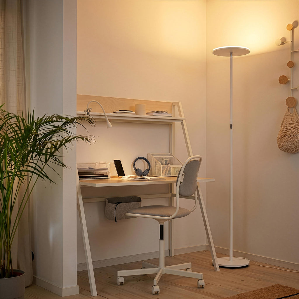 Brightech Sky LED Floor lamp, Torchiere Super Bright Floor Lamp for Living Room Decor & Office - Dimmable, Tall Standing Lamp with Warm Light for Bedroom & Reading - Bronze