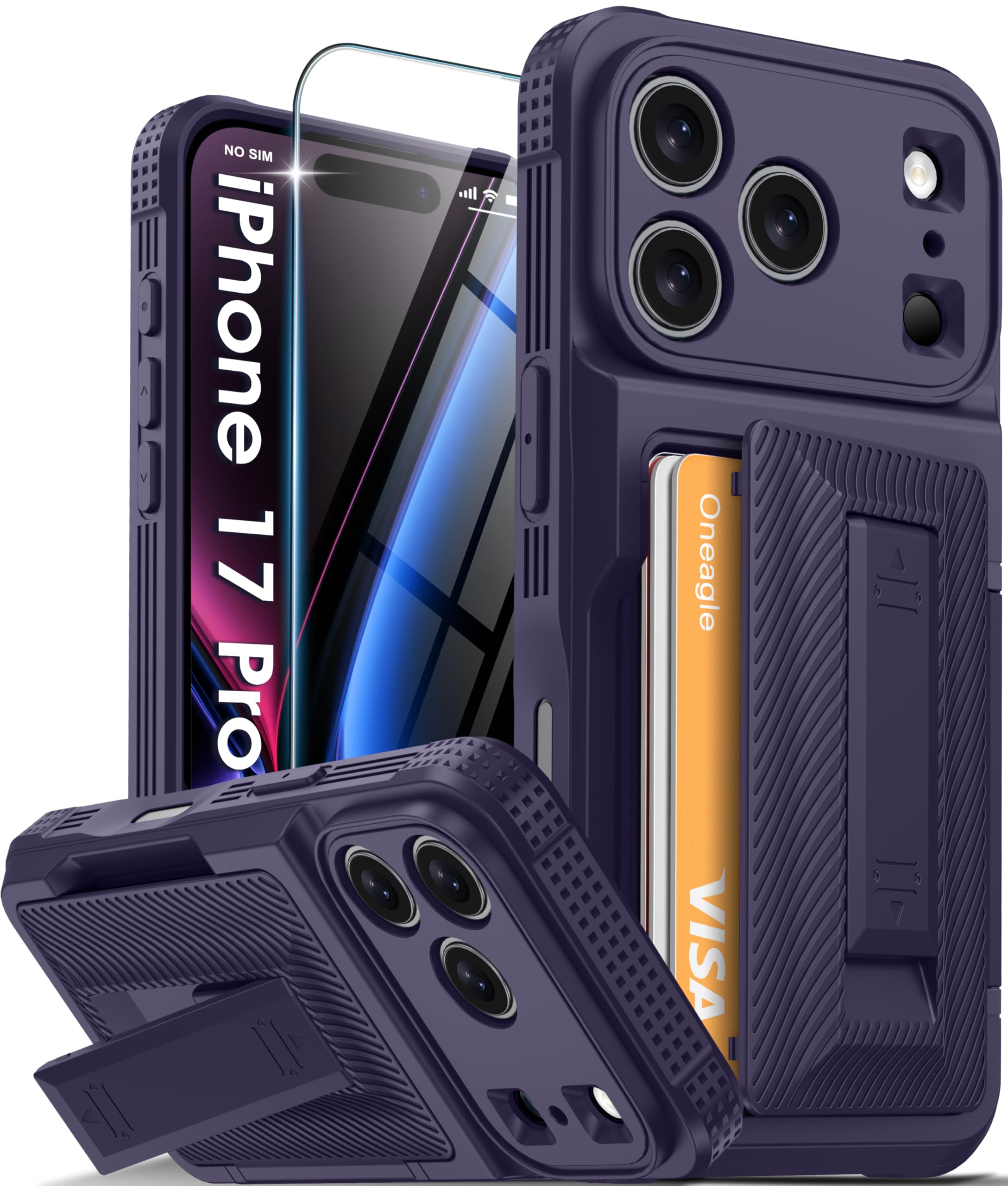 Oneagle Wallet for iPhone 16 Pro Max Case with Card Holder (4-5 Cards) [RFID Blocking] [Privacy Screen Protector] Full Camera Protection & Kickstand, 15FT Shockproof Phone Case for iPhone 16 Pro Max