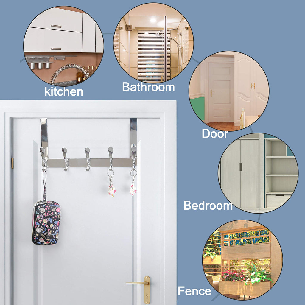 SKOLOO Over The Door Hook, Door Hanger Hooks for Hanging Clothes, Towels, Coats, Hats, Over The Door Towel Hook - Black, Assembly Required