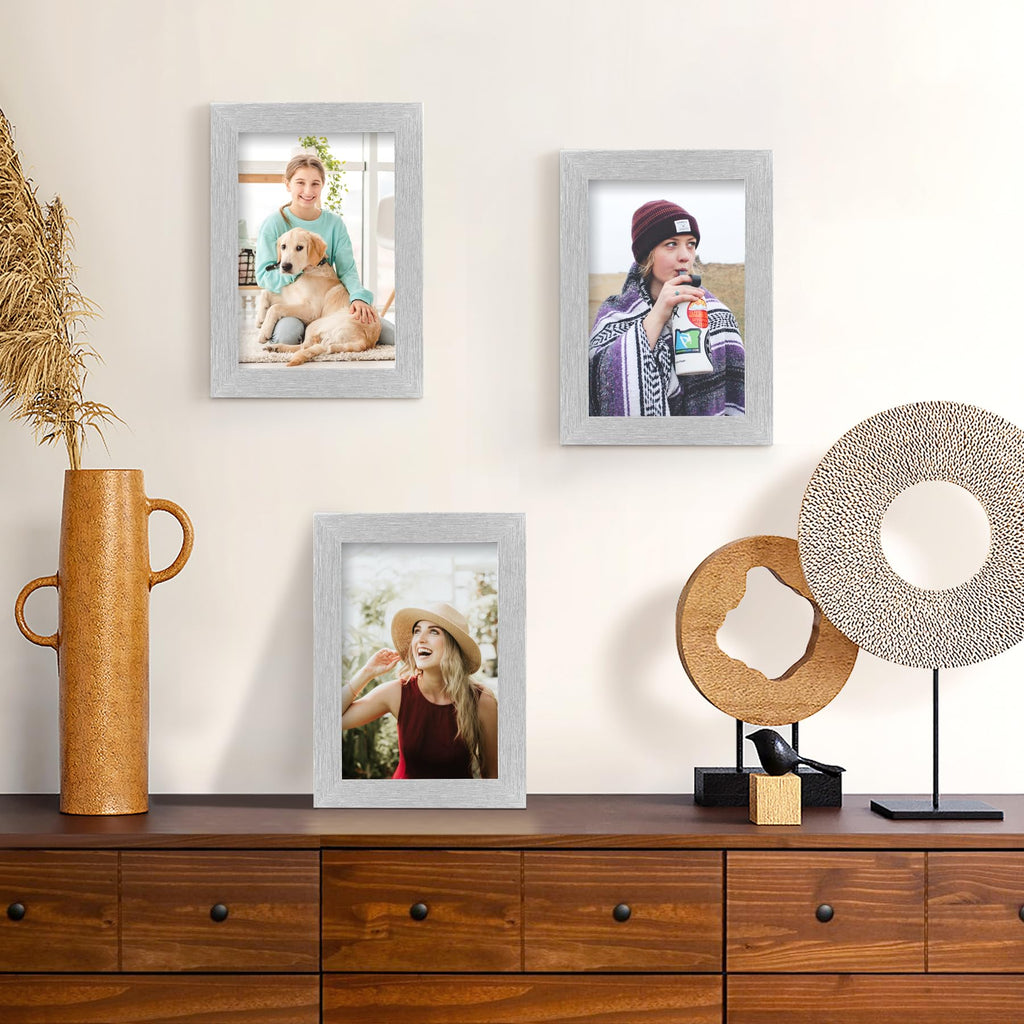 TOFOREVO Picture Frames 4x4 Set of 2 Black Wood Grain Photo Frame for Gallery Wall Mounting or Tabletop Display