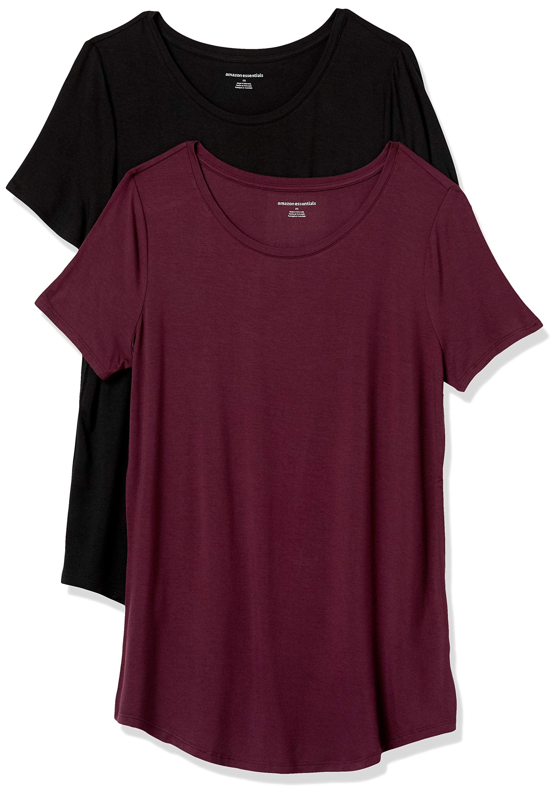 Amazon Essentials Women's Short-Sleeve Scoopneck Tunic Tops, Pack of 2