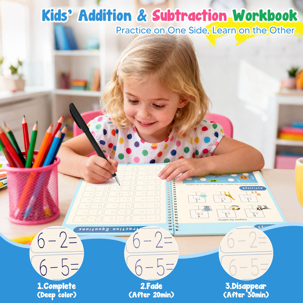AALGO Large Magic Grooved Writing Practice Books- Reusable Handwriting Practice for Kids 8-10 - Preschool Workbook- Letter Tracing for Kids Ages 3-5