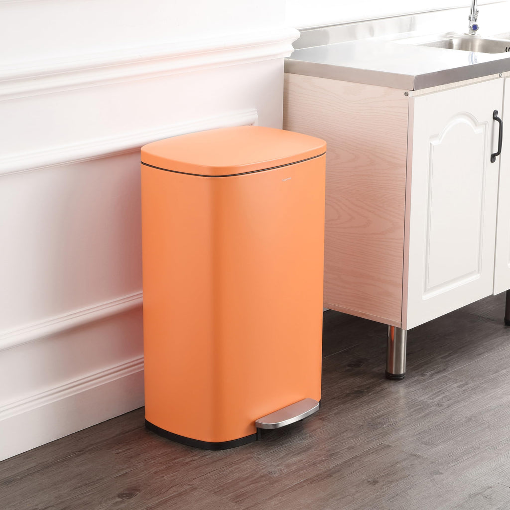 happimess HPM1006B Connor Rectangular 13-Gallon Trash Can with Soft-Close Lid and Free Mini Trash Can, Fingerprint Resistant, Modern, Minimalistic for Home, Kitchen, Office, Bathroom, Black