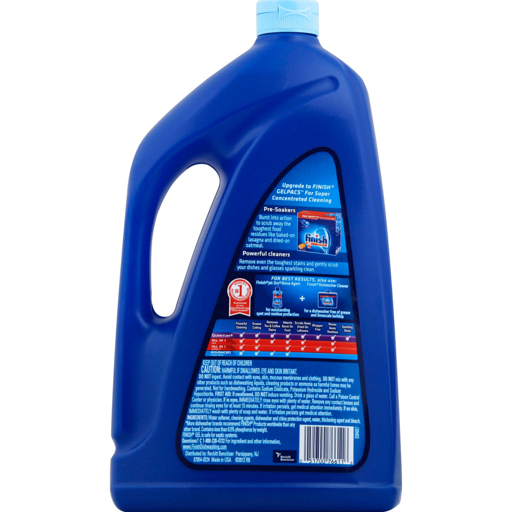 Finish Gel Liquid Dishwasher Detergent, Advanced Deep Cleaning Power Dish Soap, Fights Tough Stains, Dishwasher Soap, Plastic-Free & Septic Safe Dish Detergent, Lemon Scent, 75oz