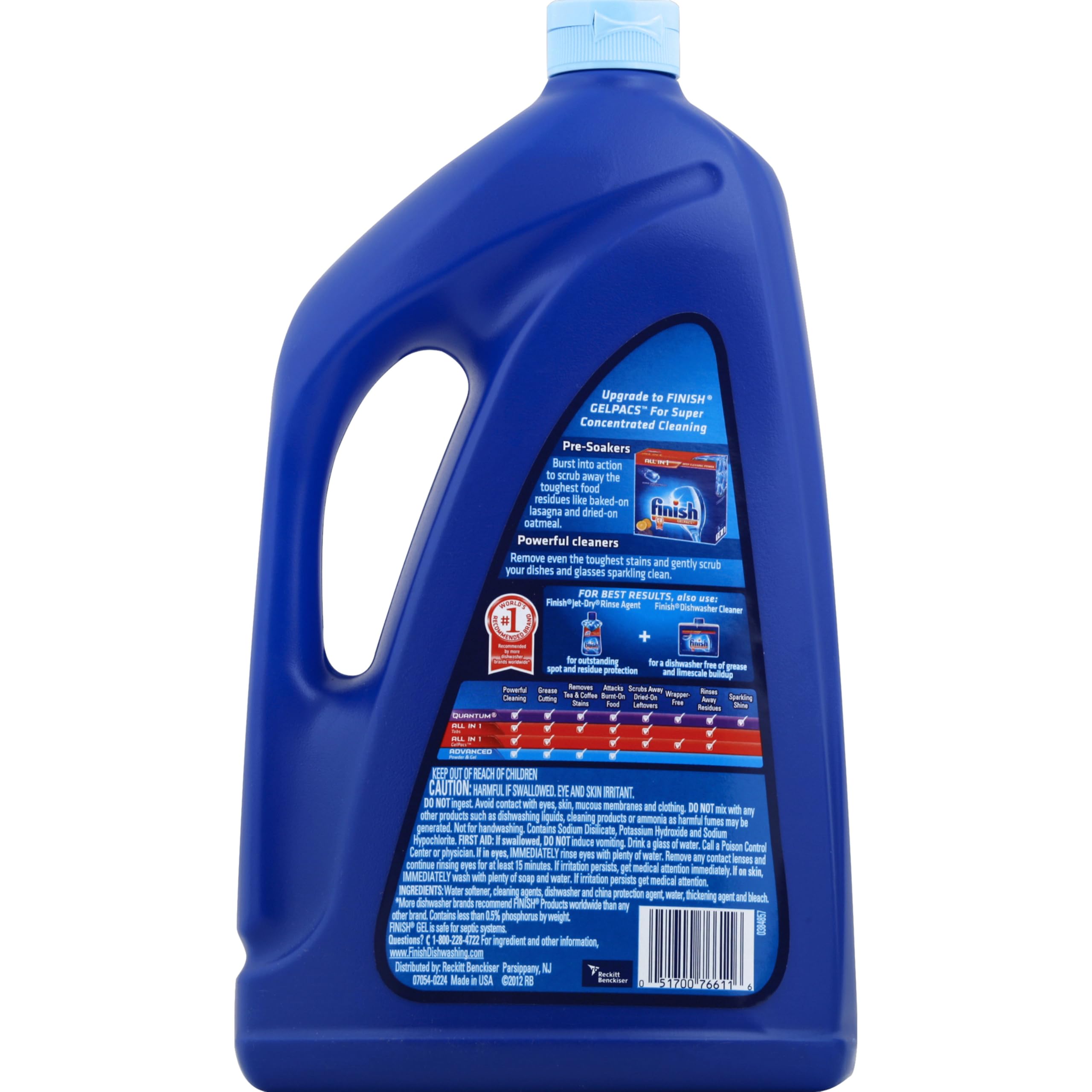 Finish Gel Liquid Dishwasher Detergent, Advanced Deep Cleaning Power Dish Soap, Fights Tough Stains, Dishwasher Soap, Plastic-Free & Septic Safe Dish Detergent, Lemon Scent, 75oz
